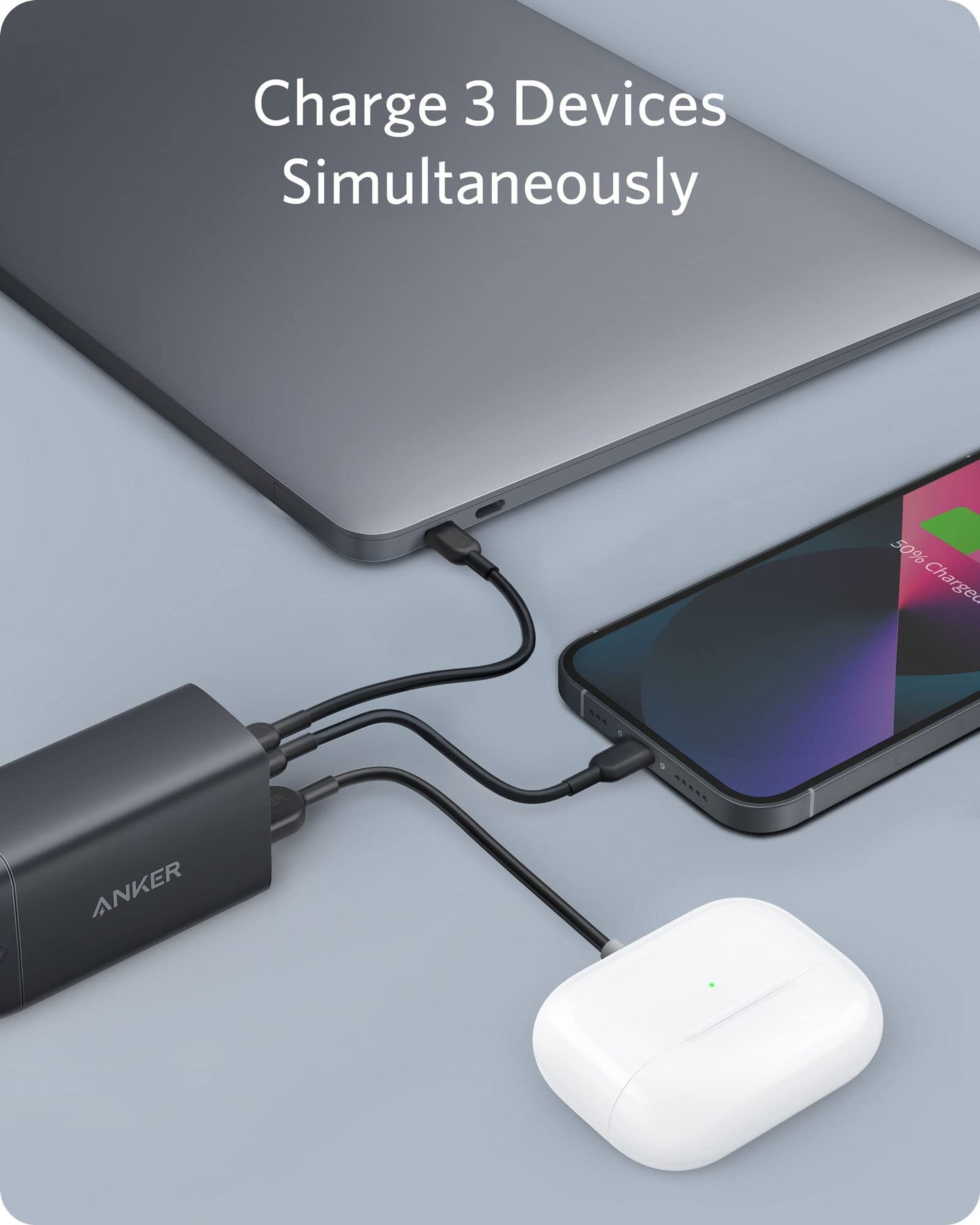 Anker USB C Charger (Nano II 65W), PPS 3-Port Fast Charger Plug for MacBook Pro/Air, iPad Pro, Galaxy S20, Dell XPS 13, Note 20/10+, iPhone 17/16/16 Pro, Steam Deck, and More