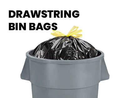 Haya Home 70L litre 40 Drawstring Bin Bags Heavy Duty Swing Bin Liners Black Plastic Refuse Sacks tie top handle large Waste Dustbin Bags for Kitchen Home Office DIY Garden 100% Recycled Material