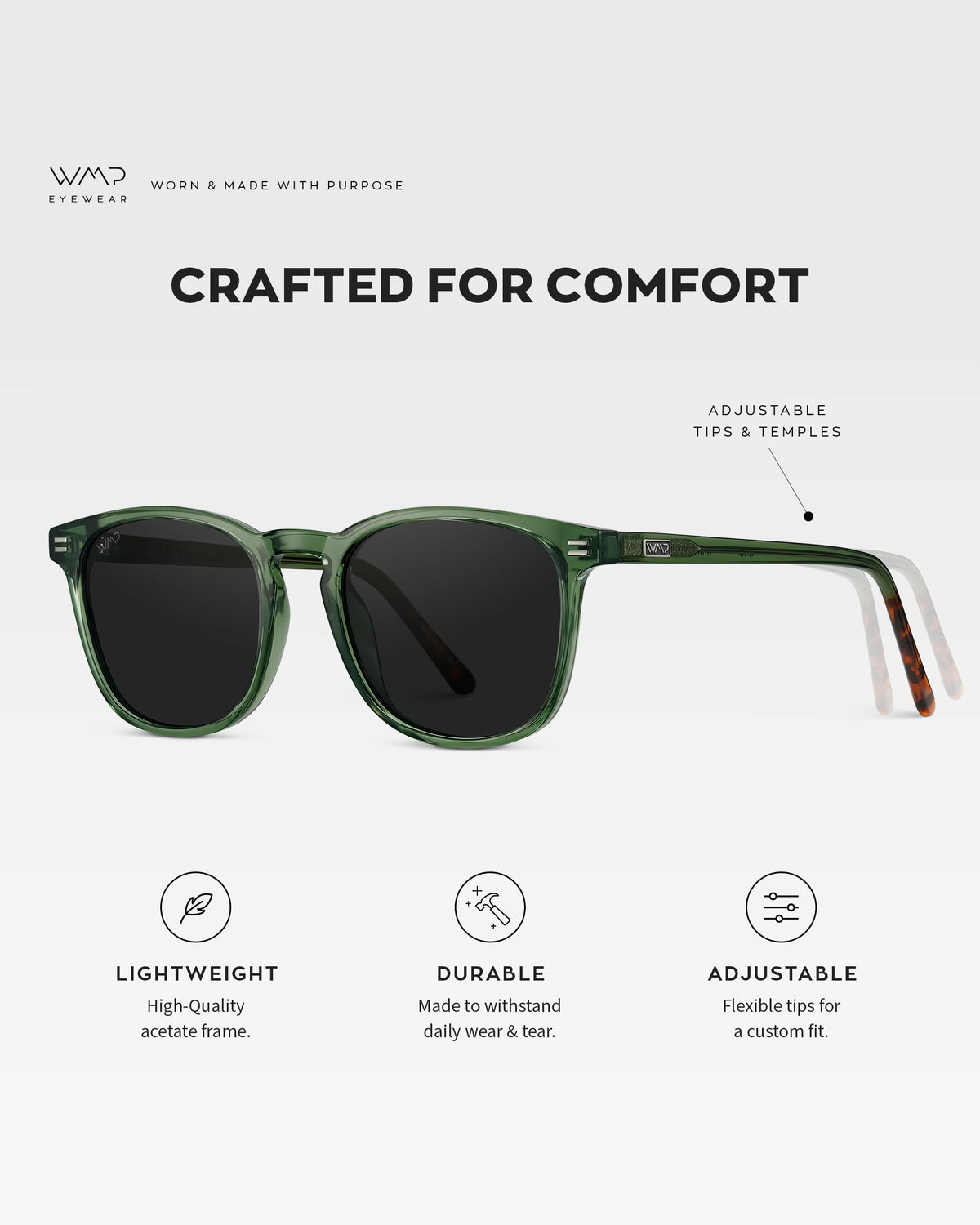 WMP Eyewear - Men's Polarized Modern Rounded Square Sunglasses