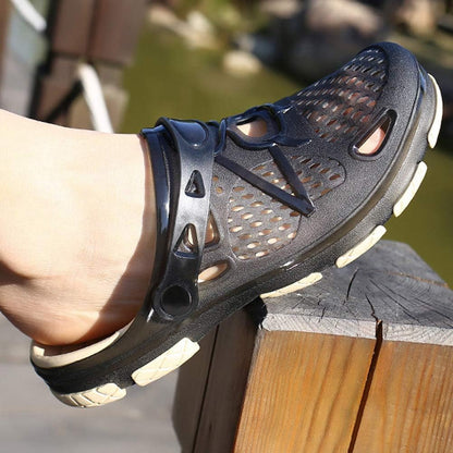 beister Mens Clogs Non Slip Water Shoes with Adjustable Strap, Lightweight Slip on Mules Garden Kitchen Outdoor Beach Yard Pool Shower Summer Sandals Slippers Black Beige