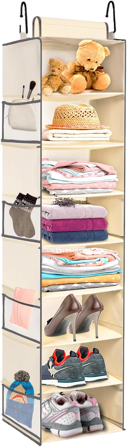 Large-Sized Hanging Shoe Organizer 8-Shelf, Hanging Closet Organizer