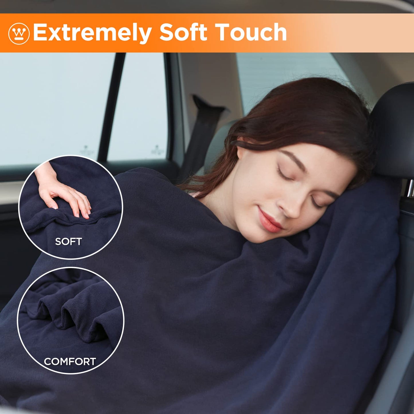 Westinghouse Heated Car Blanket, 12-Volt Electric Blanket for Car, Truck, SUV, RV, Portable Heated Throw for Camping, Grey Buffalo Plaid, 59" x 43”