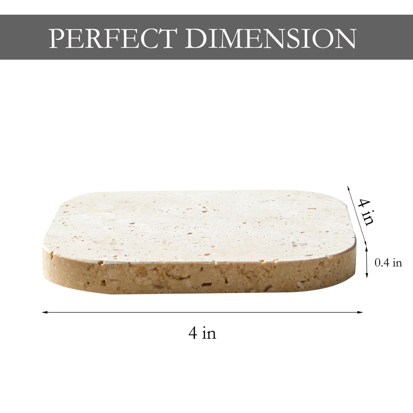 PHINILUX Luxury Turkish Travertine Coasters - Set of 4 - Square Marble Bar Coasters for Drinks, Coffee - Stone Holder for Home Décor, Housewarming Gifts (Beige Travertine)