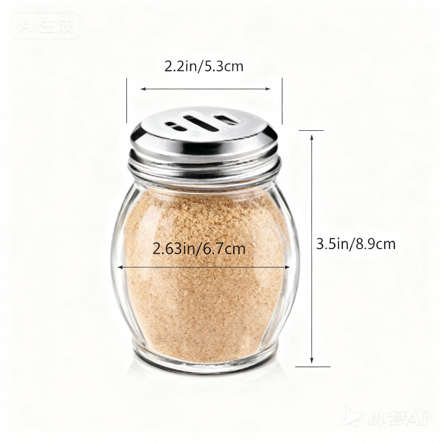 Glass Spice Shaker Set with Stainless Steel Top, 6 Ounces, 4-Piece, Salt and Pepper Dispensers (4)