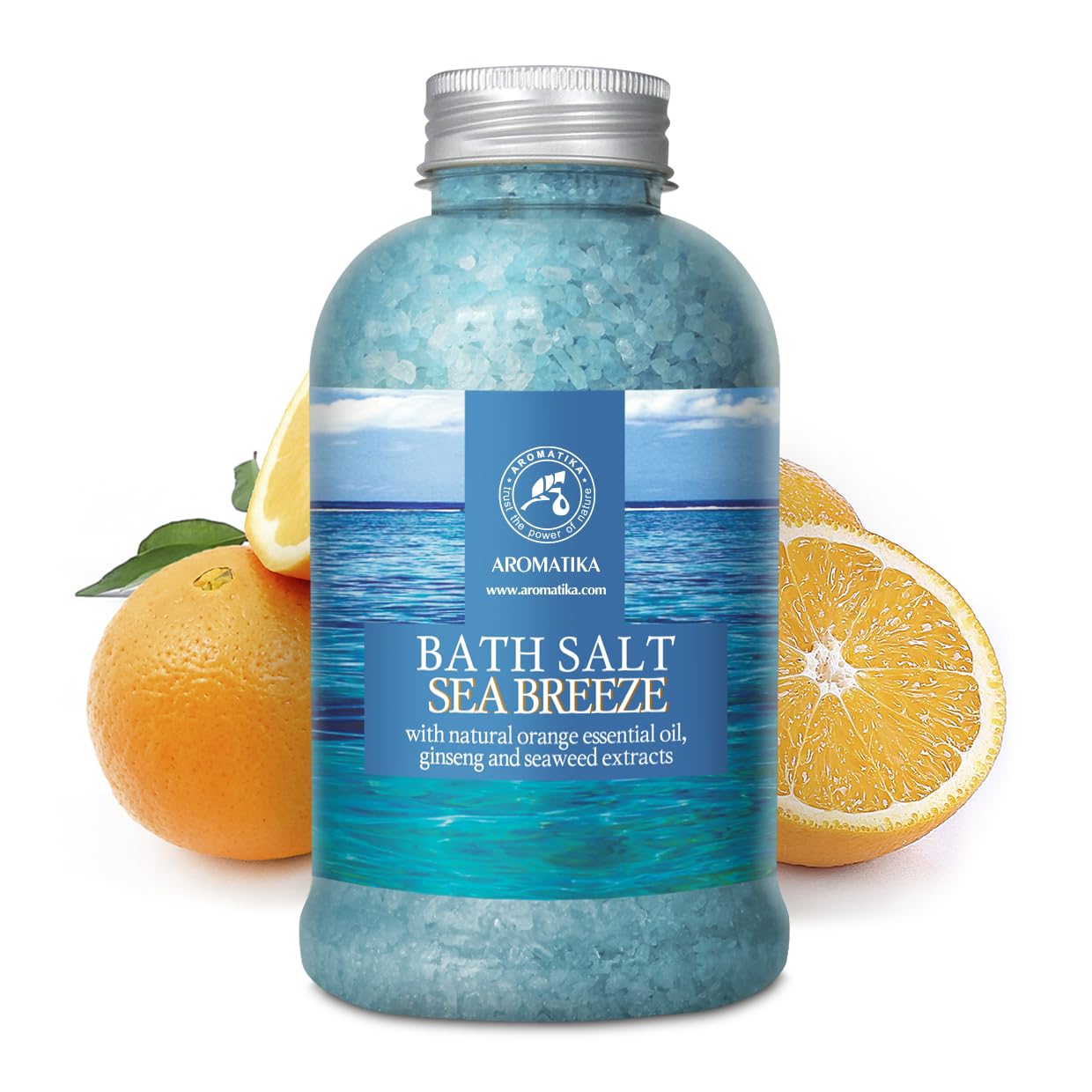 Bath Salt Sea Breeze 21.16 Oz with Natural Essential Oils Orange & Ginseng & Seaweed - Best for Good Sleep - Relaxing - Calming - Body Care - Beauty - Aromatherapy