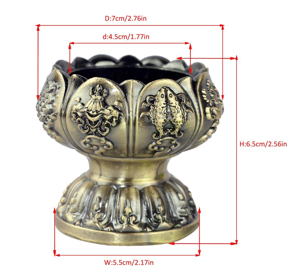 Lotus Flower Votive Tealight Holder, Buddhist Tealight Candle Holder - Tibetan Buddhist Water Offering Cup, Tibetan Oil Lamp Holder Buddhist Supplies for Meditation Buddha Altar, Set of 2 (Bronze)