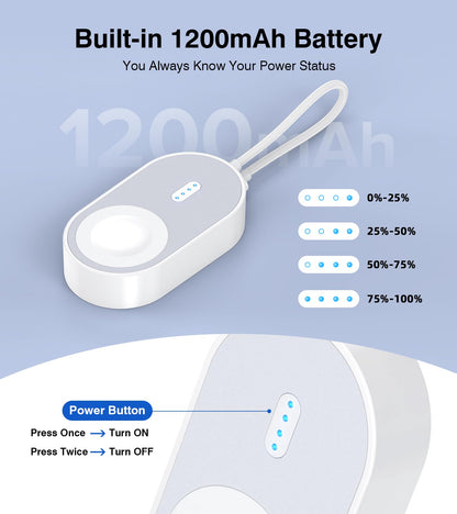 2026 Updated Wireless iWatch Charger,1200mAH Magnetic Power Bank for Apple Watch,Portable Fast iWatch Charging with Cable,Travel Watch Charger for Apple Watch Series 11/10/9/8/UItra/7/6/5/4/3/2/SE