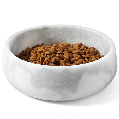 Karibiber Marble Dog Bowl, 5lbs Non-Slip Cat and Dog Food Bowl Dish, Non-Tipping Weighted Puppy Pet Dish, Grey Stone Durable Food and Water Bowls, Easy to Clean, Holds 4 Cups