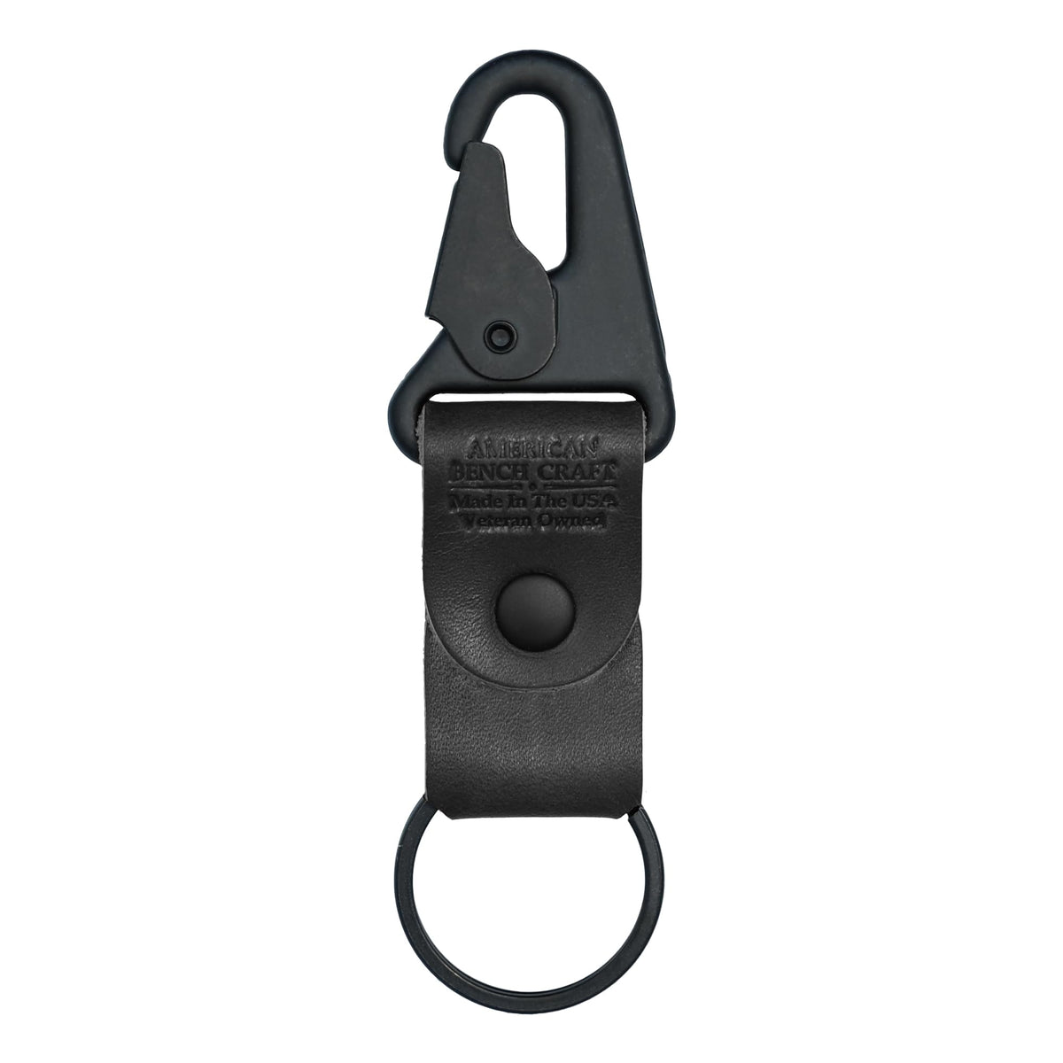 American Bench Craft Clip On Tactical Keychain | Full Grain Leather Key Chain for Men | Car Keychain Made in USA | Key Fob with HK Snap & Durable Riveted Construction for Everyday Use | Black