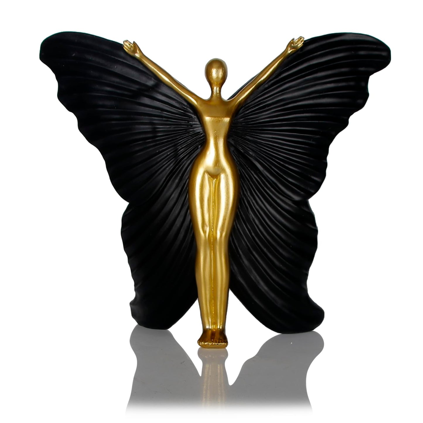 Black Fairy Butterfly Statue Collectible Figurines - Fairy Butterfly Art Sculptures Abstract Modern Home Decor Accents - Resin Black Fairy Statues Gifts for Office Desktop Shelf Cabinets Coffee Table