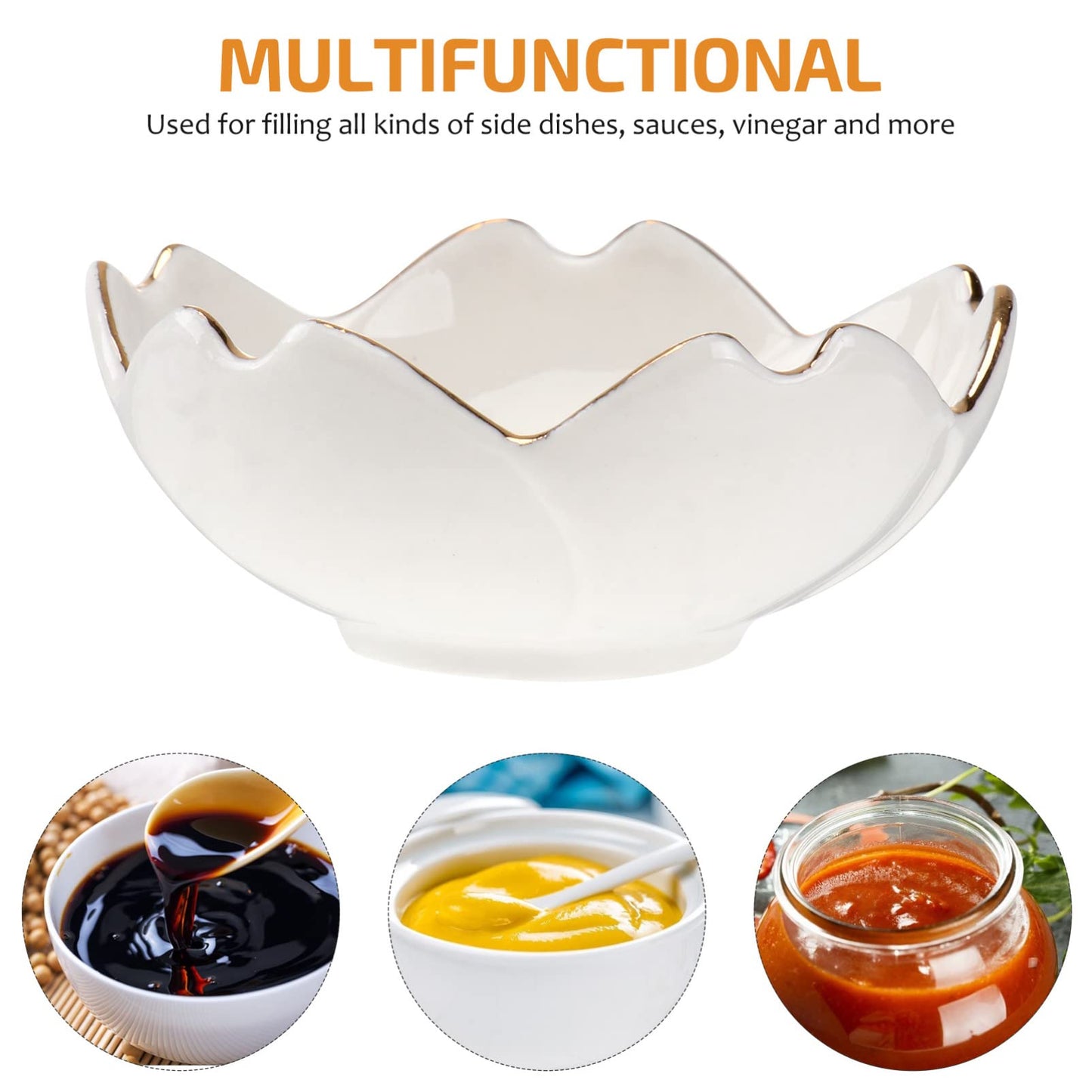 Yardwe Seasoning Dipping Bowl Set 2Pcs Porcelain Sauce Dishes 2.75 Inch Ceramic Condiment Plates for Kitchen Dining Bbq and Outdoor