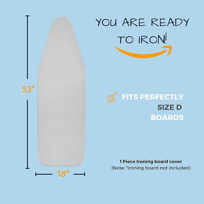 SAVUK Ironing Board Cover and Pad Standard Size Silicone Coated 4 Layers