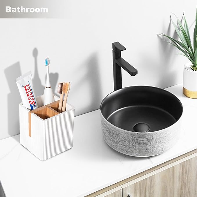 rejomiik Toothbrush Holders for Bathrooms Countertop, 3 Slots Electric Tooth
