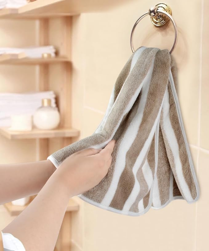 KinHwa Microfiber Hand Towels for Bathroom Soft and Absorbent Face Towels Brown