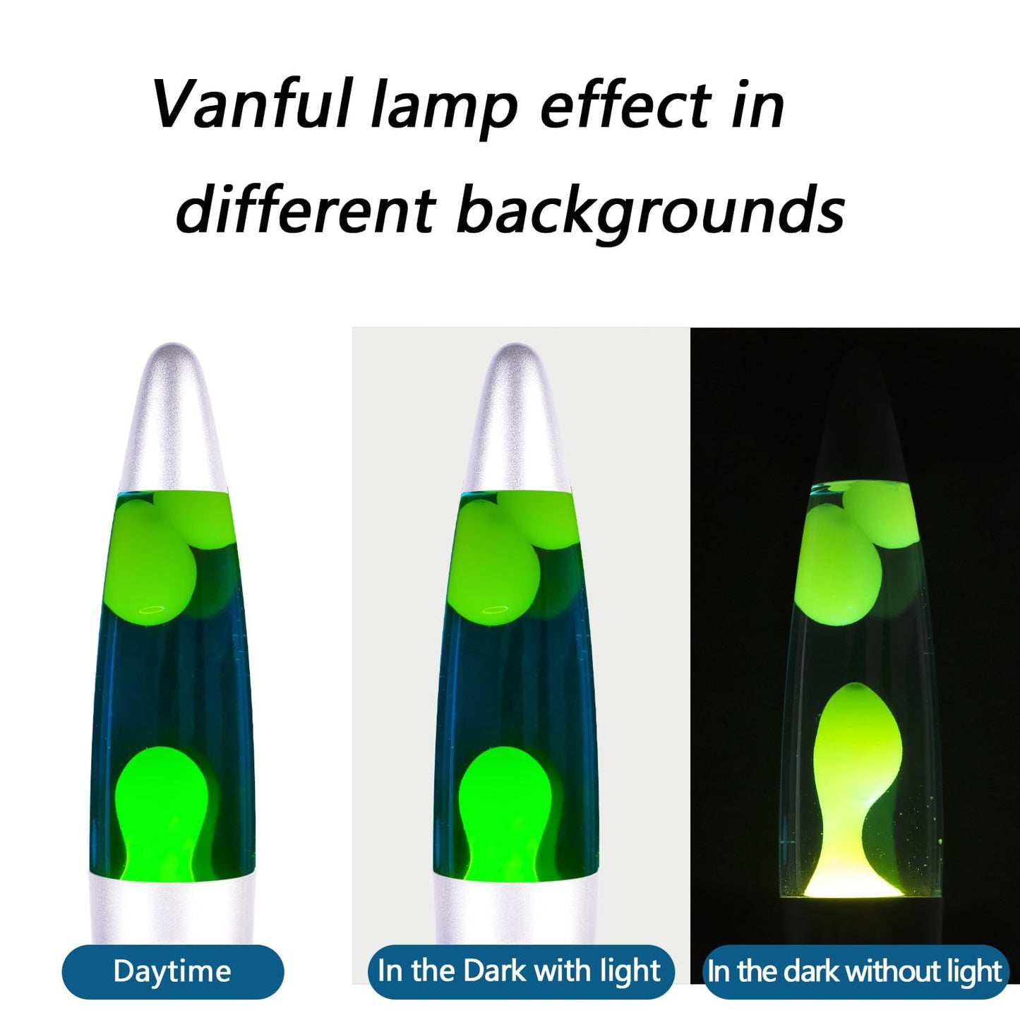 Vanful Green Magma Lamps with in Blue Liquid for Adults and Kids 13 Inches Glitter Lamp with Sliver Base Liquid Motion Lamp Great for Home Room Office Decor