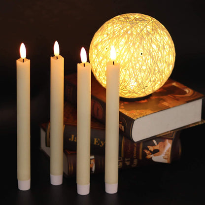 Eldnacele LED Taper Candles Flickering with Timer, Battery Operated Flameless Taper Candles with Remote, Real Wax LED Dinner Candles for Christmas Home Wedding Decor