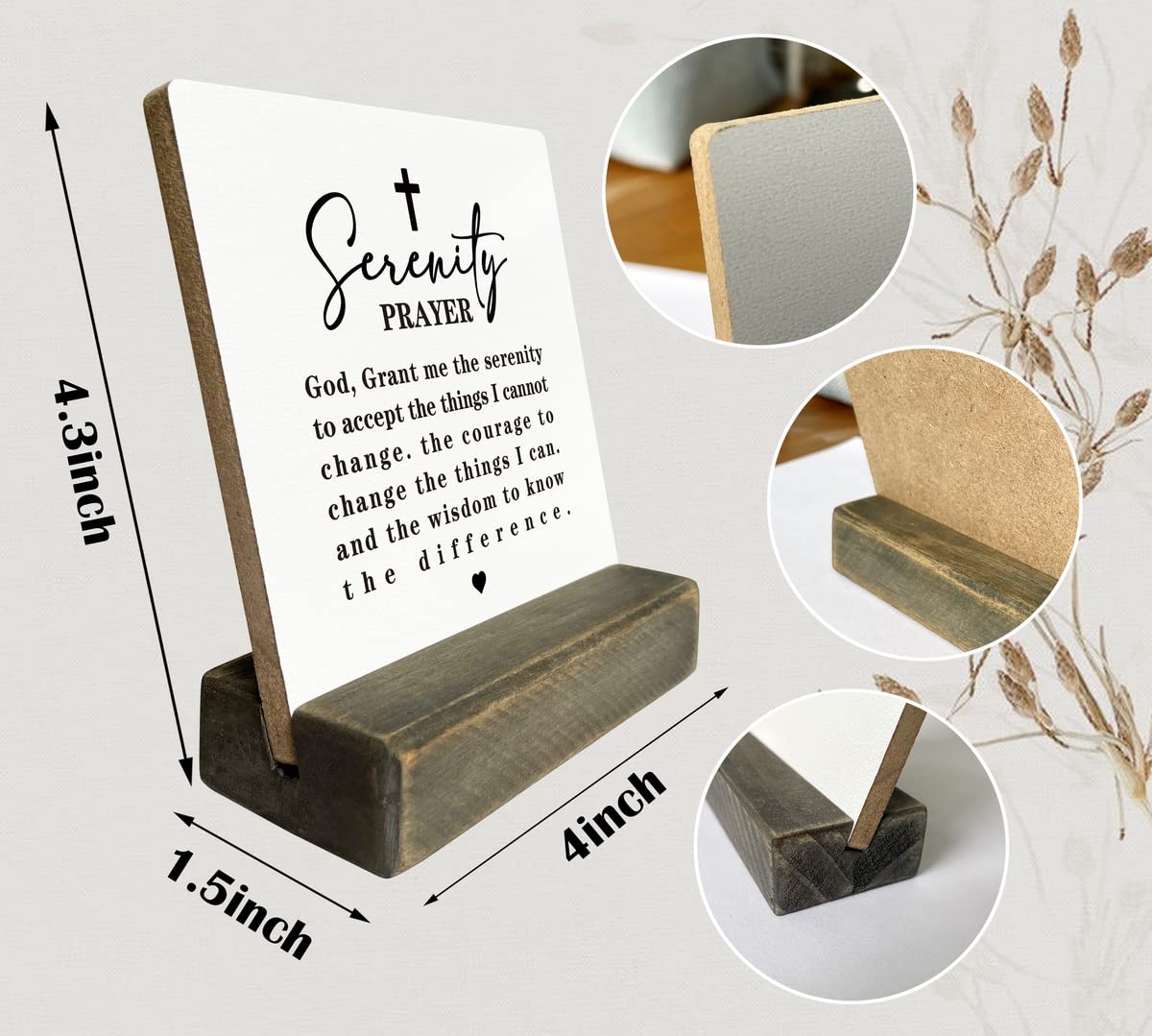 Serenity Prayer Wood Plaque, God Grant Me The Serenity, Inspirational Wooden Stand, Meaningful Sign, Unisex Sobriety & Mental Health Gift