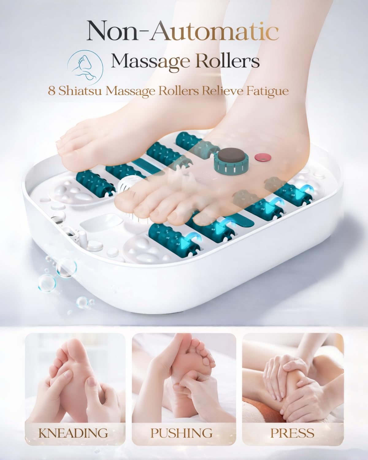 SPA4PIEDS Foot Spa Bath Massager with Heat, Bubble Jets, Red Light & Timer, Pedicure Foot Spa with 95-118℉ Temperature Control, 8 Shiatsu Rollers, Pumice Stone, Gift for Women,Men,Dad