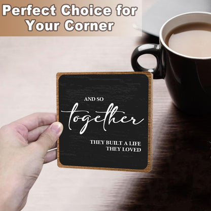 Home Wooden Decor Sign, Farmhouse Plaque with Stand, Warmth Housewarming Gifts for Women Men Family, Table Desk Cubicles Accessories for Living Room Bedroom Home Decorations