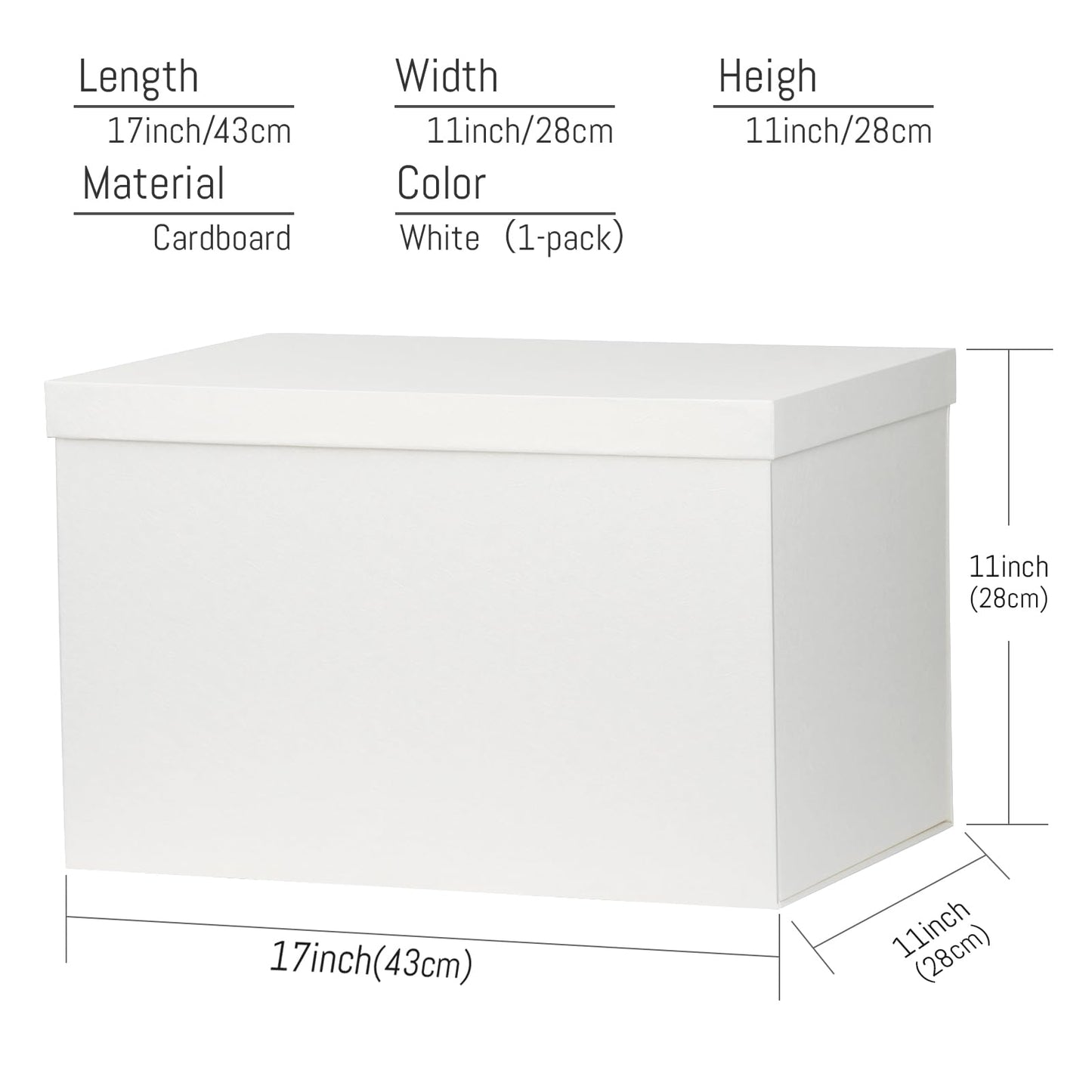 YINUOYOUJIA Extra Large Gift Box,17x11x11 Inches White Gift Boxes with Lids for Presents,11-inch Deep Gift Box for Wrapping Gifts.Ideal for Birthday,Weddings,Anniversary,Christmas or Business.