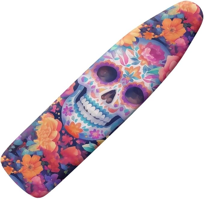 Skull Flower Steam Ironing Board Cover Standard Size 15" X 54", Watercolor