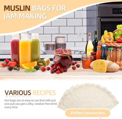 Irich 50 Pack Cotton Muslin Bags, Reusable Tea Bags with Drawstring, Small Cheesecloth Bags for Cooking, Soup, Tea Coffee Filter, Spice Storage (8 * 10cm)