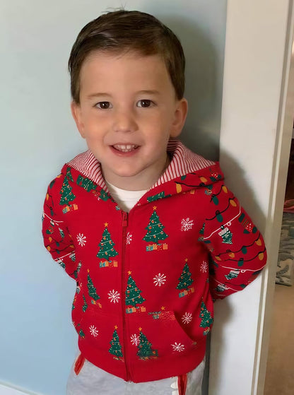 Kids Christmas Sweatshirt Toddler Boys Xmax Clothes Santa Claus Zip up Hoodie Holiday Long Sleeve Tops Winter Tree Shirt 6t 3097-130