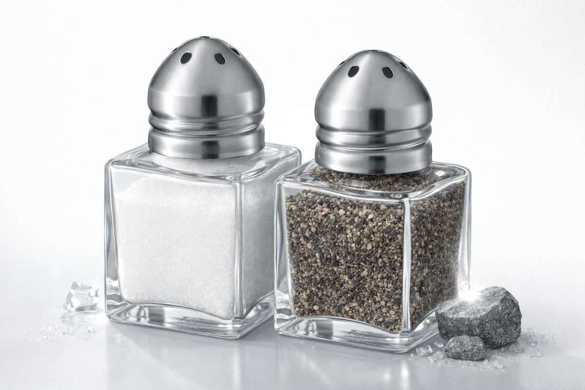 12 Pack Glass Salt and Pepper Shakers with Stainless Steel Lids – Square Refillable Spice Shaker Set for Restaurant, Kitchen, Diner & Commercial Use