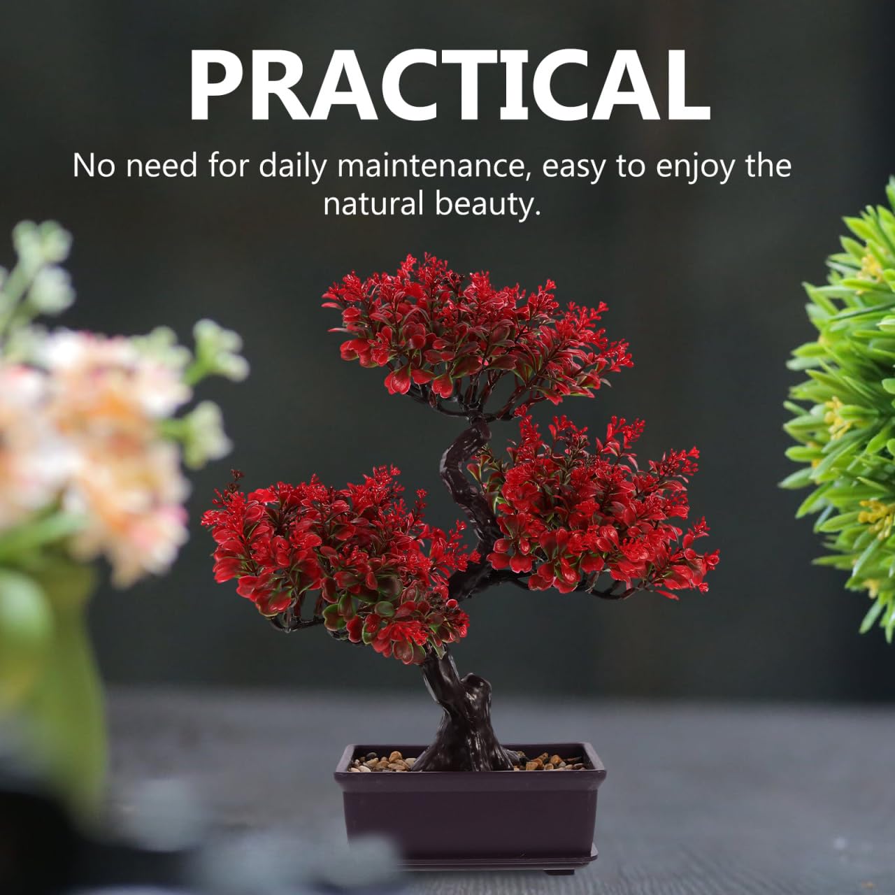 Cabilock Artificial Bonsai Tree Decor, Small Fake Plants Indoor for Home Office Desk, Faux Potted Plant Zen Japanese Trees for Men Living Room Shelf Decorations