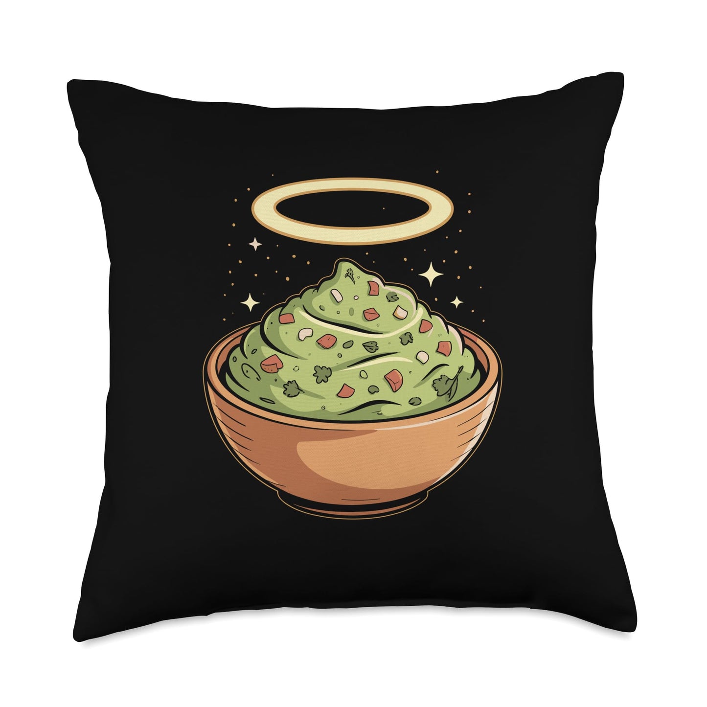 Holy Guac, Haloed Guacamole in Molcajete Throw Pillow