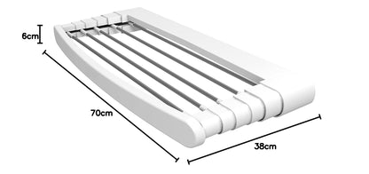 Gimi Telepack 70 Wall-Mounted Clothes Airer Wall Clothes Drying Rack 70 x 38 x 6 cm Size, White