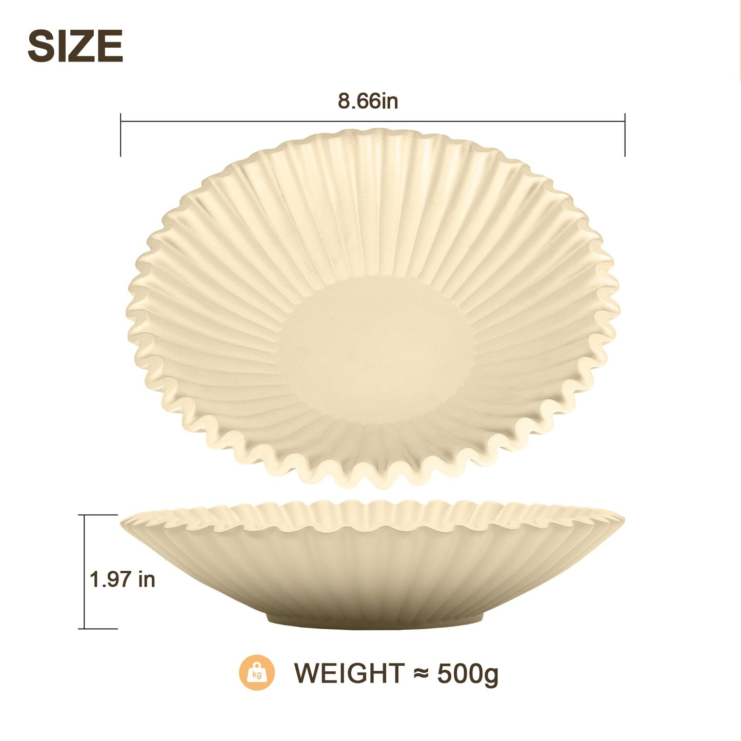 OGANGART Brown Decorative Bowls for Home - Stylish Flat Purse Bowls - Round Foyer Key Bowl - Handmade Resin Scalloped Ruffle Bowl for Display Centerpiece