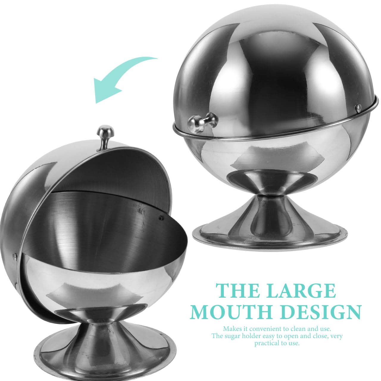 Yardwe Stainless Steel Sugar Bowl with Roll Top Lid Household Condiment Jar for Sugar Storage and Kitchen Salt Canister 6.69X5.11X5.11 Inches
