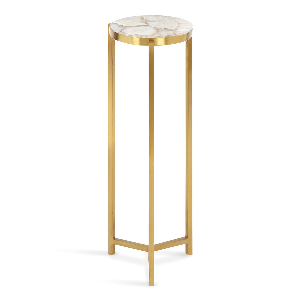 Kate and Laurel Aguilar Modern Drink Table, 9 x 9 x 23, Natural Stone and Gold, Genuine Quartz Accent Table for Small Spaces