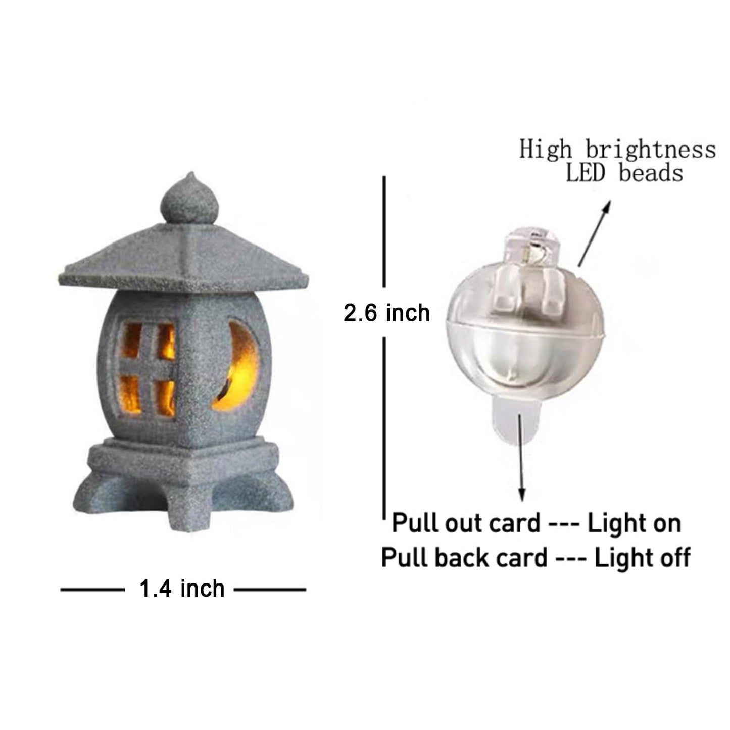 Daisylily Japanese Pagoda LED Lamp Statue Figurine, LED Lantern Pagoda Statue Figurines for Home Table Decor - Style B