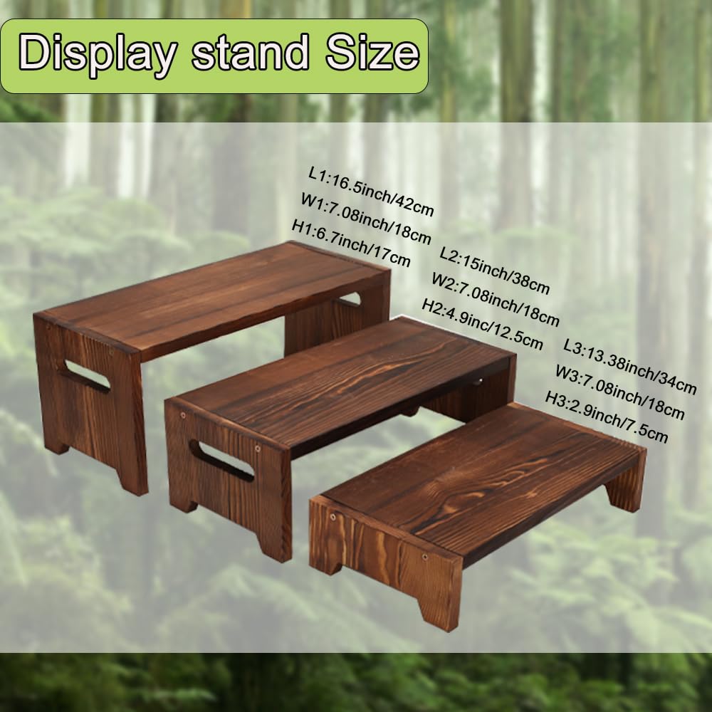 MRPAPA 3 Tier Cupcake Stand & Wood Display Risers,for Food Desserts Stand Perfume Organizer Funko POP Collections, Display Stand for Organizer and Decoration (Dark Brown-Display Riser)