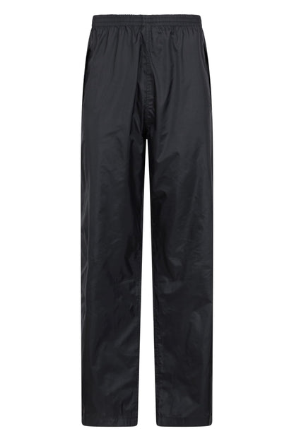 Mountain Warehouse Pakka Womens Waterproof Over Trousers - Packaway Bag, Breathable Rain Pants, Hook & Loop Ankle Opening Ladies Rainwear - for Spring Summer & Outdoors Black Women's Size 12