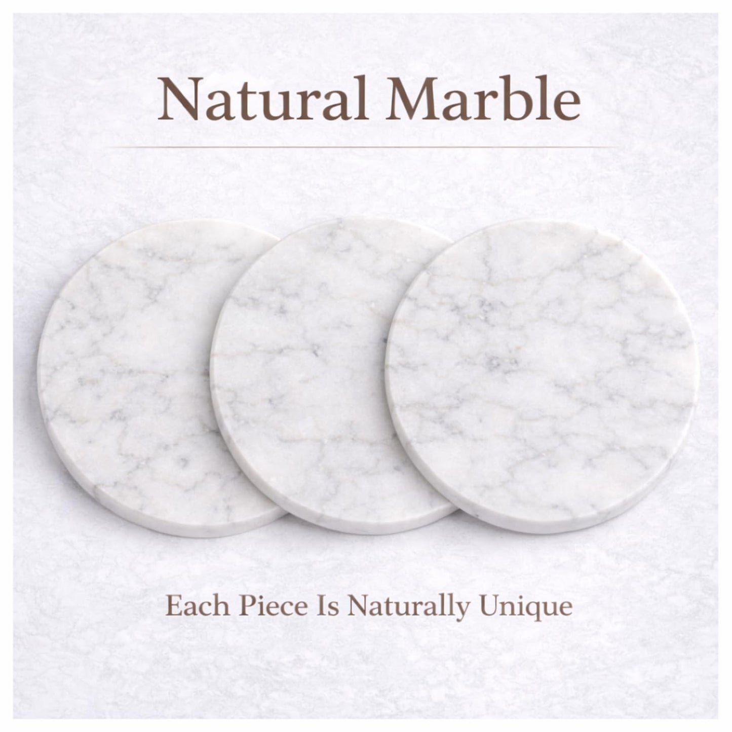KC KULLICRAFT 11-Inch Round Marble Cheese Board – Solid White Natural Stone Cutting Board & Charcuterie Serving Tray with Non-Slip Feet, 0.5” Thick, Easy to Clean.
