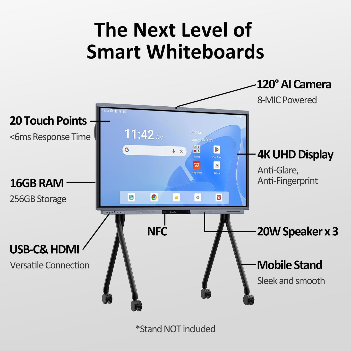 Shiarffe R9 65 Inch 4K Smart Board 16GB RAM + 256GB Storage