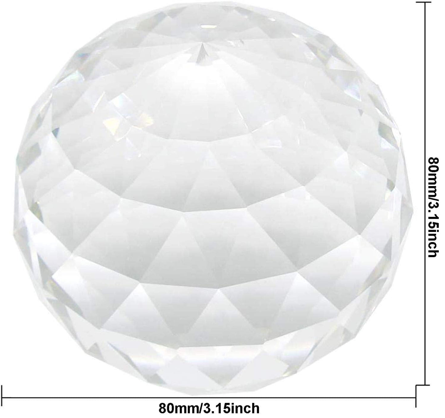 Clear Crystal Suncatcher Ball Prism Glass Sphere Faceted Gazing Ball Rainbow Maker Window Prisms Suncatcher for Window, Sun Catcher(80mm/3.15inch)