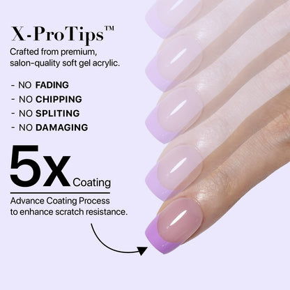 SXC Cosmetics French Tip Press On Nails - Skin Tone Nude and Color Series, Short Coffin X-Pro Tips Starter Kit ST119KIT