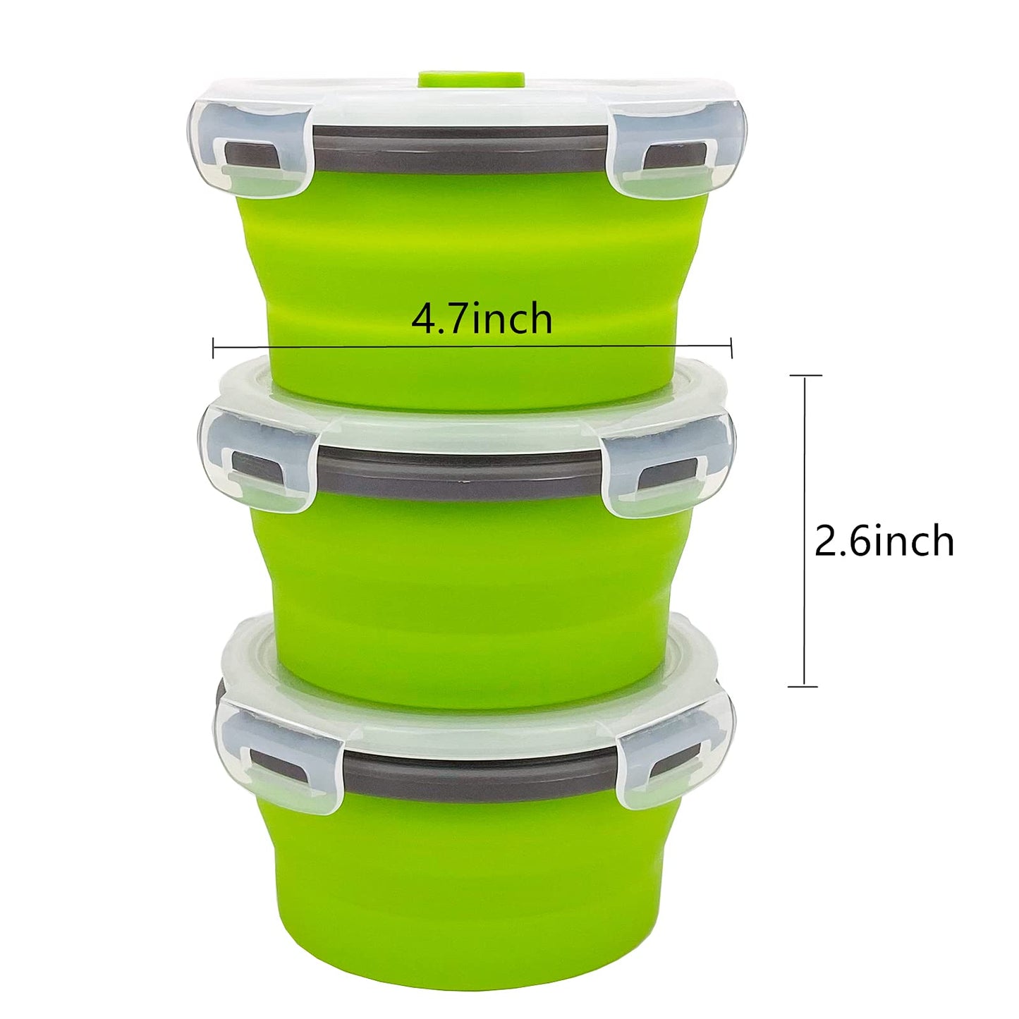 CCyanzi 3piece Round Collapsible Bowl with Lids, Silicone Food Storage Containers, Microwave & Freezer Safe, Space Saving for Kitchen Cabinet and Camping Backpack,(Pink)