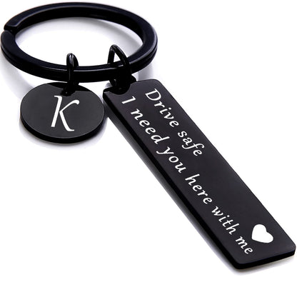 Chasing DreamsMRL drive safe keychain for him her - key chains for men i need you here with me i love you gifts for boyfriend husband handsome birthday anniversary christmas(Black K)