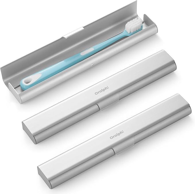 2 Pack Aluminum Toothbrush Travel Case, Portable Travel Toothbrush Holder