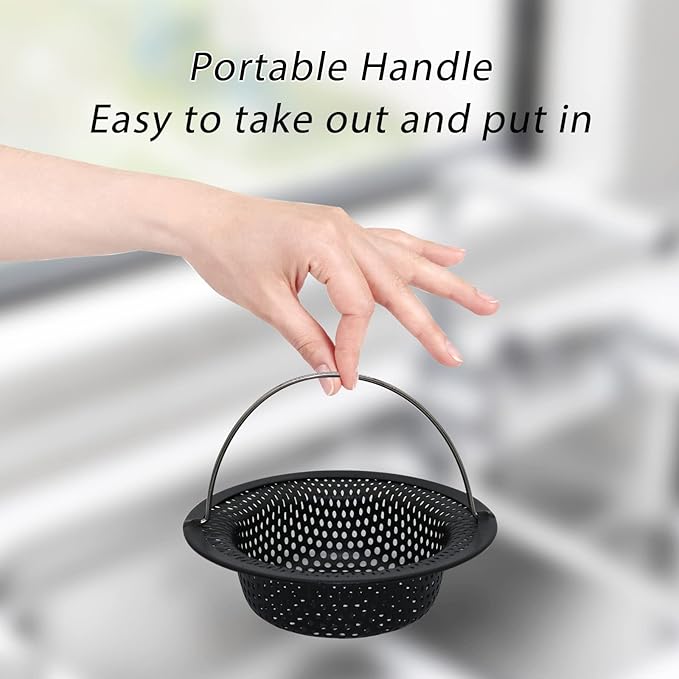 2 Pcs Black Kitchen Sink Drain Strainer