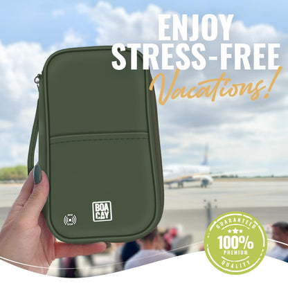 BOACAY Family Passport Holder, RFID Travel Wallet for Women & Men, Document Organiser, Holiday Essentials & Waterproof Cover for Tickets, Money, Cards