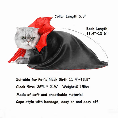 Funny Halloween Dog Cat Vampire Cloak Costume Stand-Collar Design Pet Cape Cosplay Apparel Holiday Party Dress Up Decoration(Vampire,S)