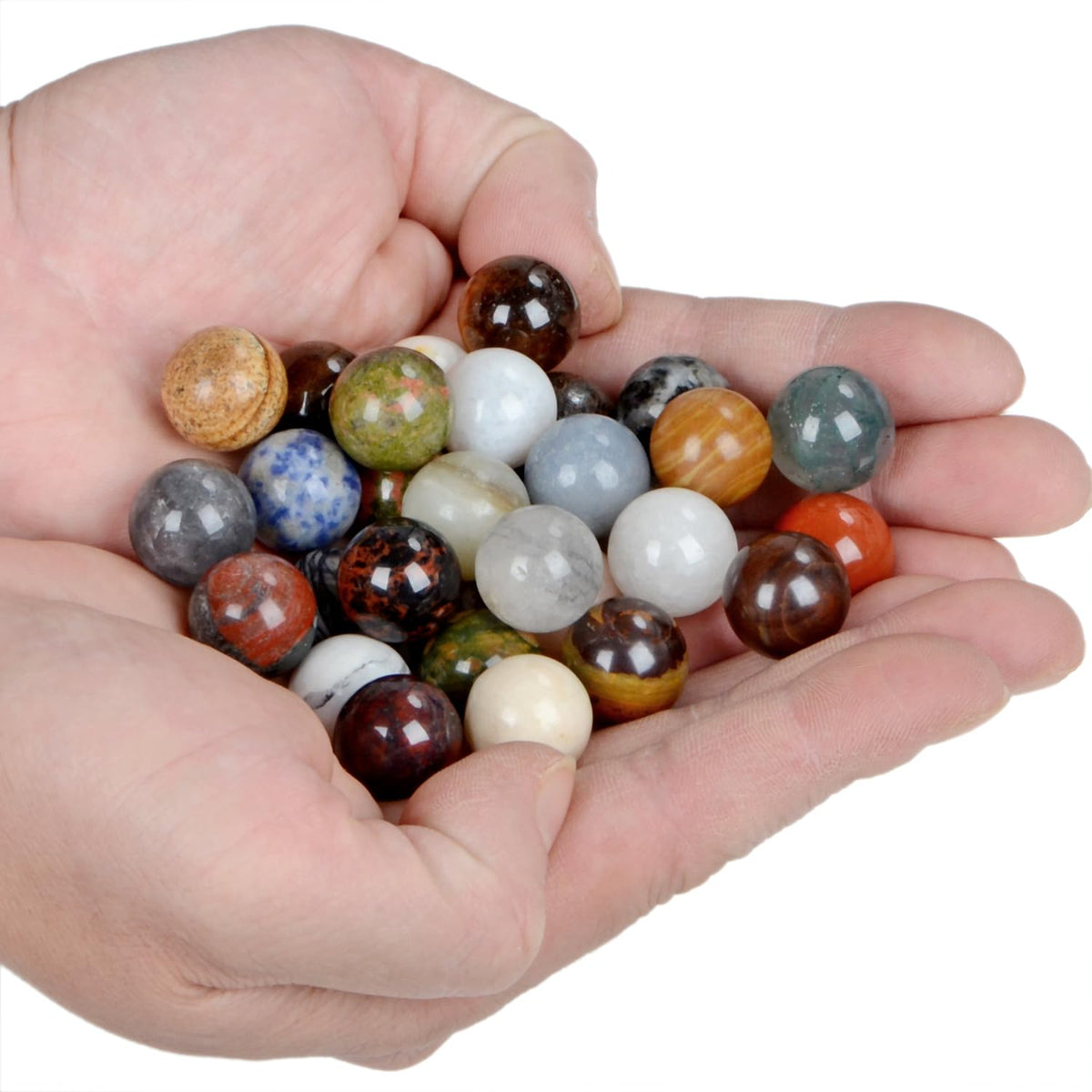 LPbeads 16mm 20pcs Natural Gemstone Polished Sphere Healing Crystal Rocks Ball Mineral Collection Decoration Kit