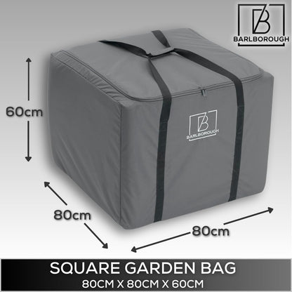 Barlborough Garden Cushion Protective Storage Bag Cover | Square Large 80 x 80 x 60cm | Waterproof Resistant with Zips for Outdoor Furniture Sofa Cushions Grey