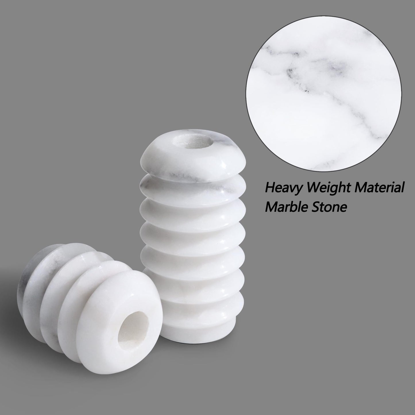 HofferRuffer Marble Candlestick Holders, Set of 2 Natural Stone Candle Holder Decorative Candle Stands for Wedding, Dinning, Party, Table Centerpieces, Fits 3/4'' Thick Candles (MarbleWhite)